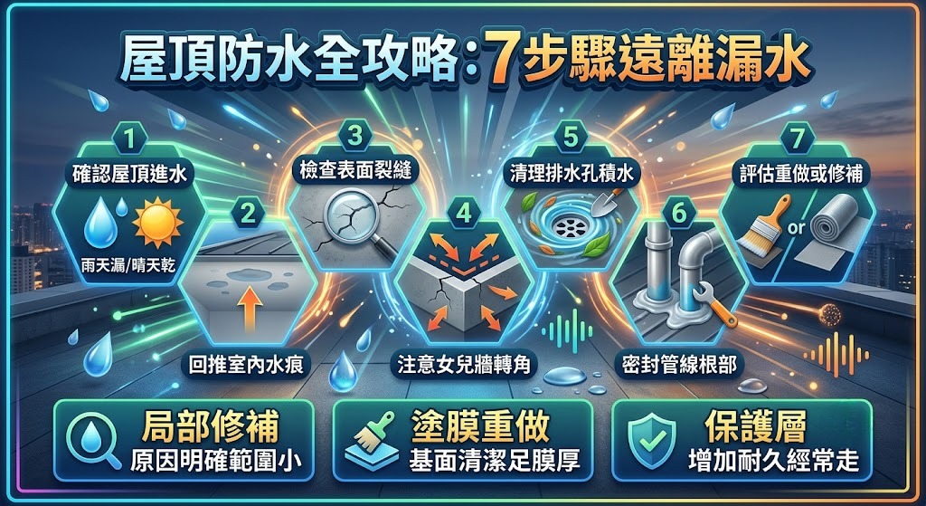 屋頂防水怎麼做？漏水原因、排查流程與修復方式一次看懂